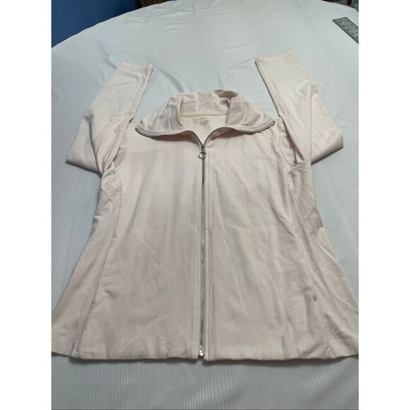 Eileen Fisher Organic Boxy Cardigan Jacket Light Pink Stand Collar Zip Up Small - Picture 5 of 8